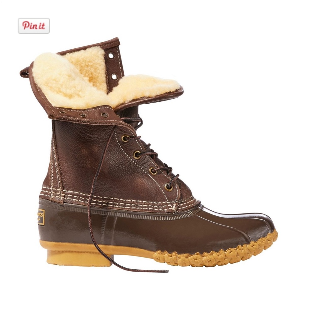 LL Bean 10” Shearling-lined Bean Boot, size 7
